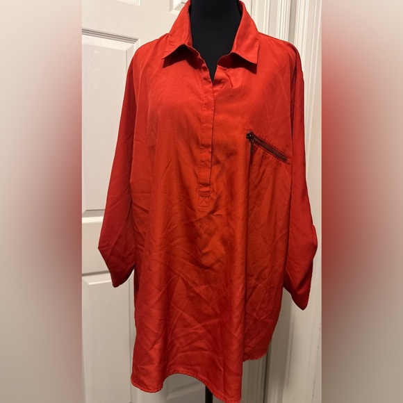 Cato Red Blouse with Zipper Pocket - Picture 1 of 9